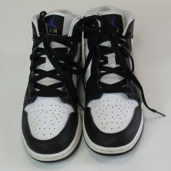 Air Jordan1 Mid Hologram Big Kids' Sneaker Shoes Size 5Y MJ Images Black/Concord - Picture 2 of 10